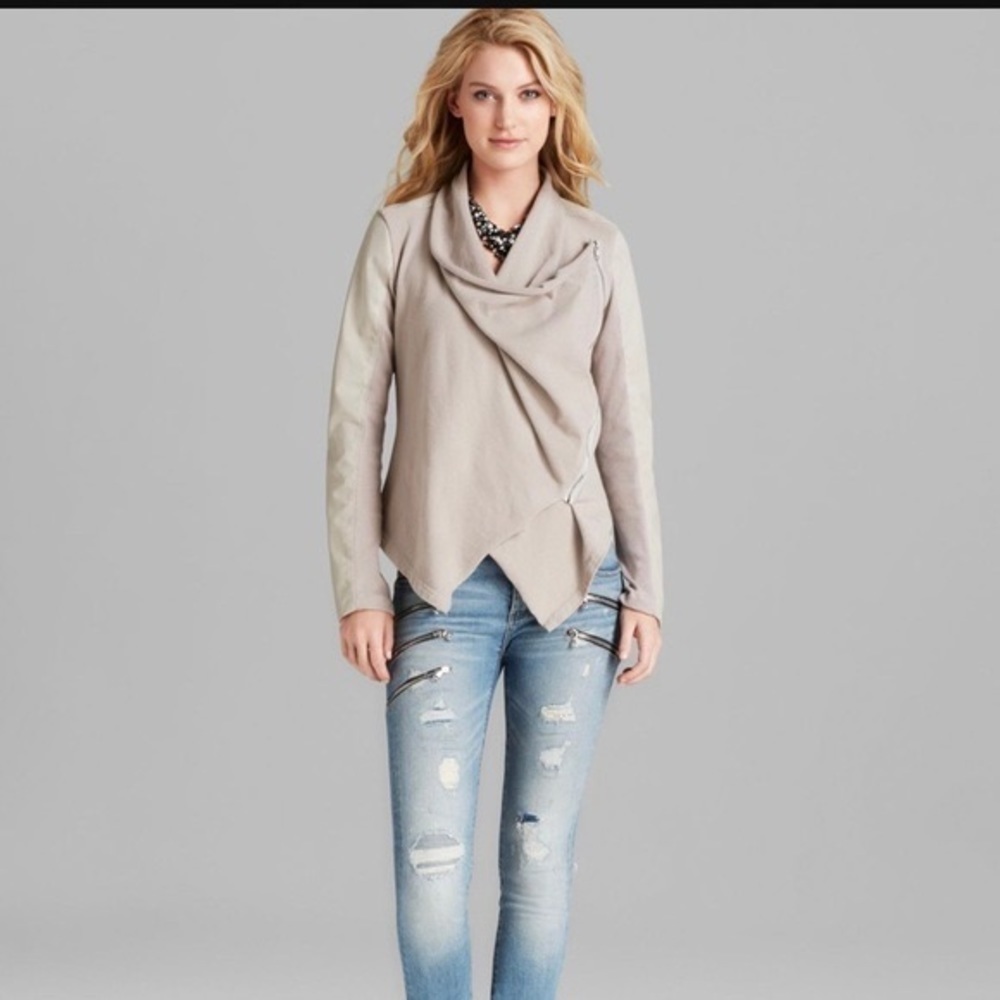 BLANK NYC The Draped Jacket Vegan Leather Size XS NWT Neutral Minimalist
